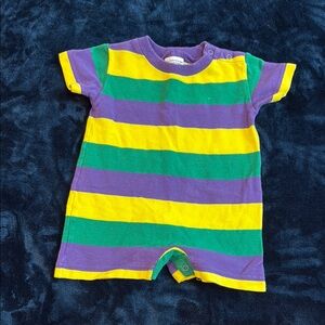 Playful Purple and Green Striped Bodysuit